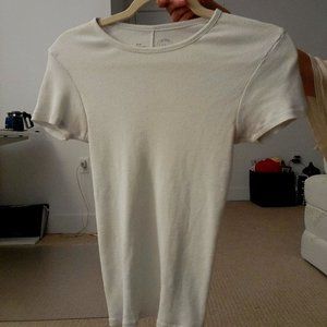 Urban Outfitter ribbed crop white tee (size M / fits like S)